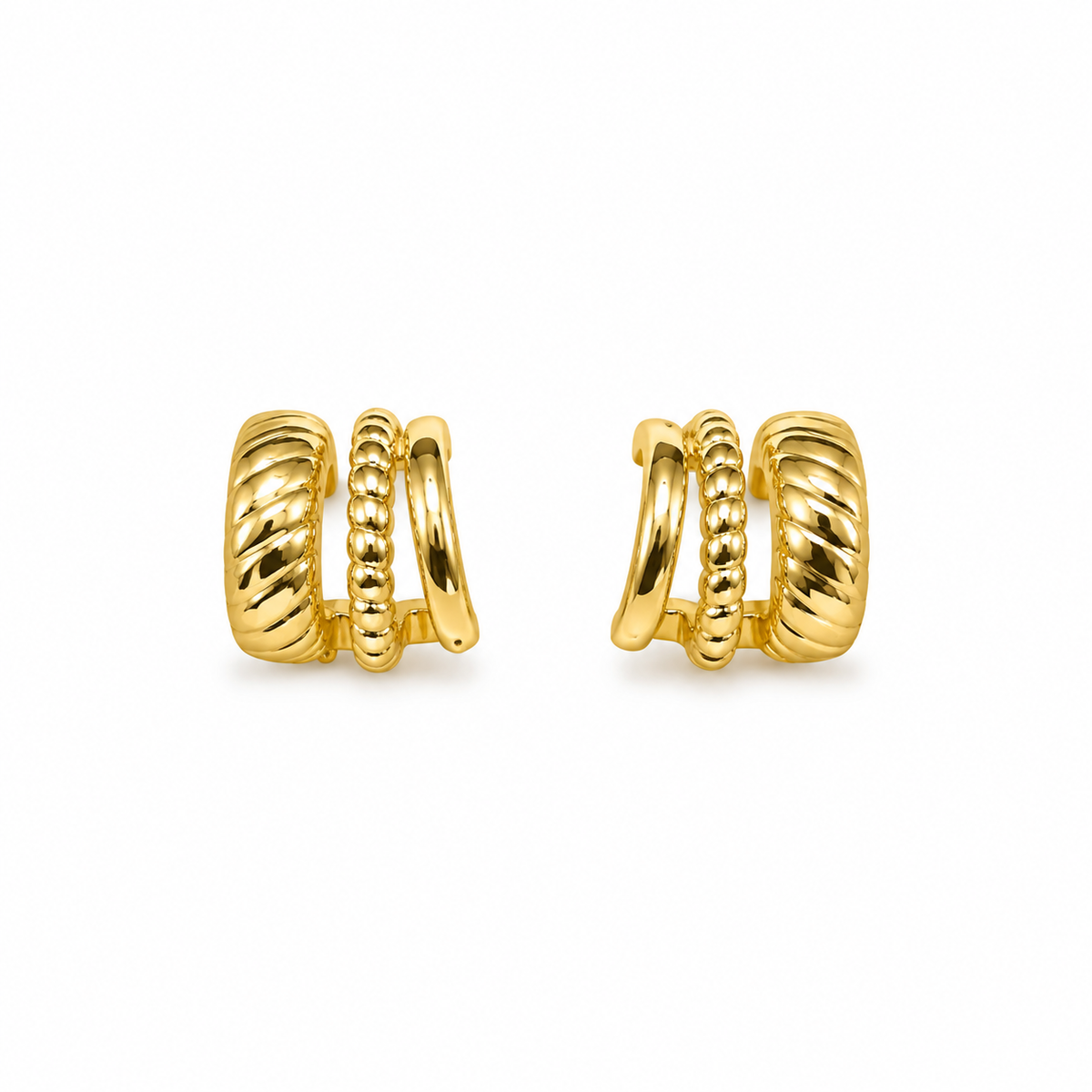 Nyla Gold Triple Band Hoop Earrings
