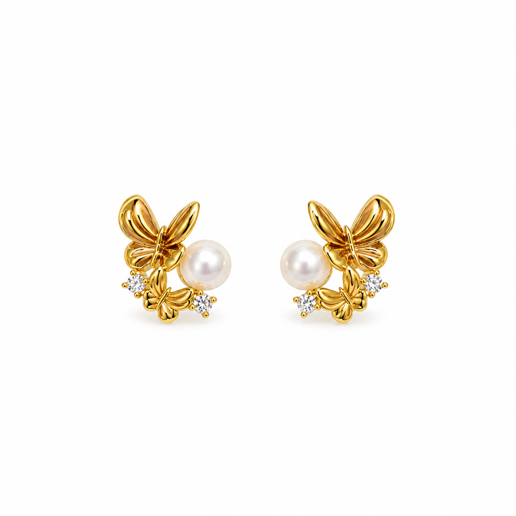 Alina Pearl Butterfly Stud Earrings