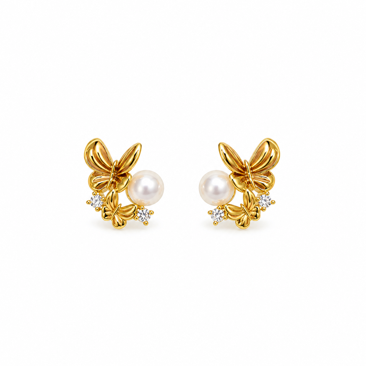 Alina Pearl Butterfly Stud Earrings