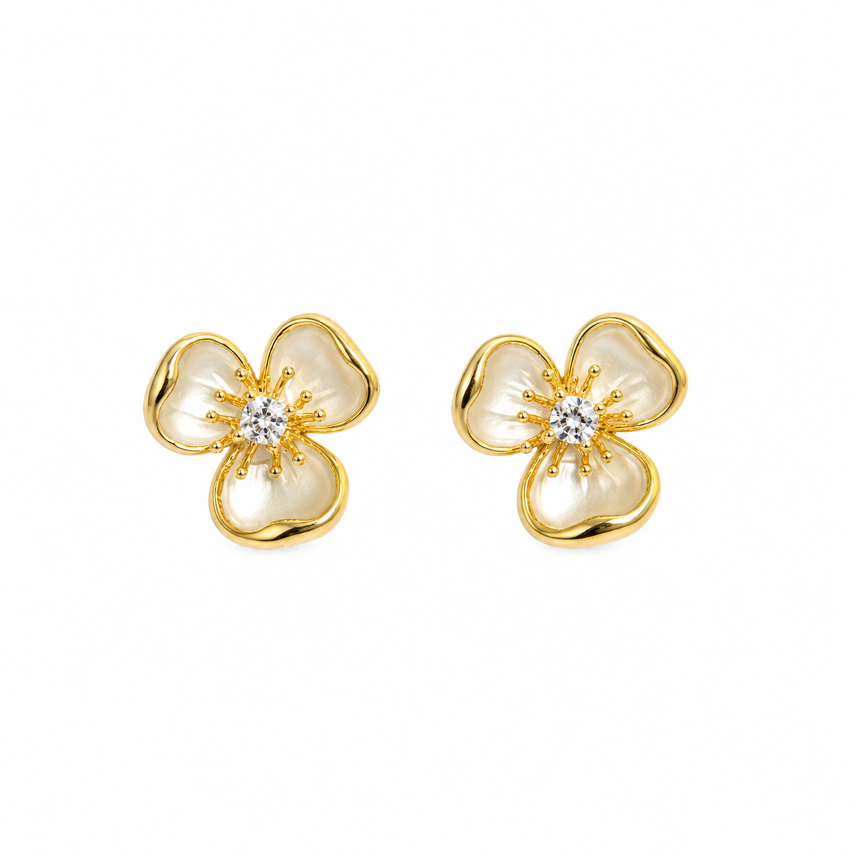 Elara Pearl Flower Stud Earrings