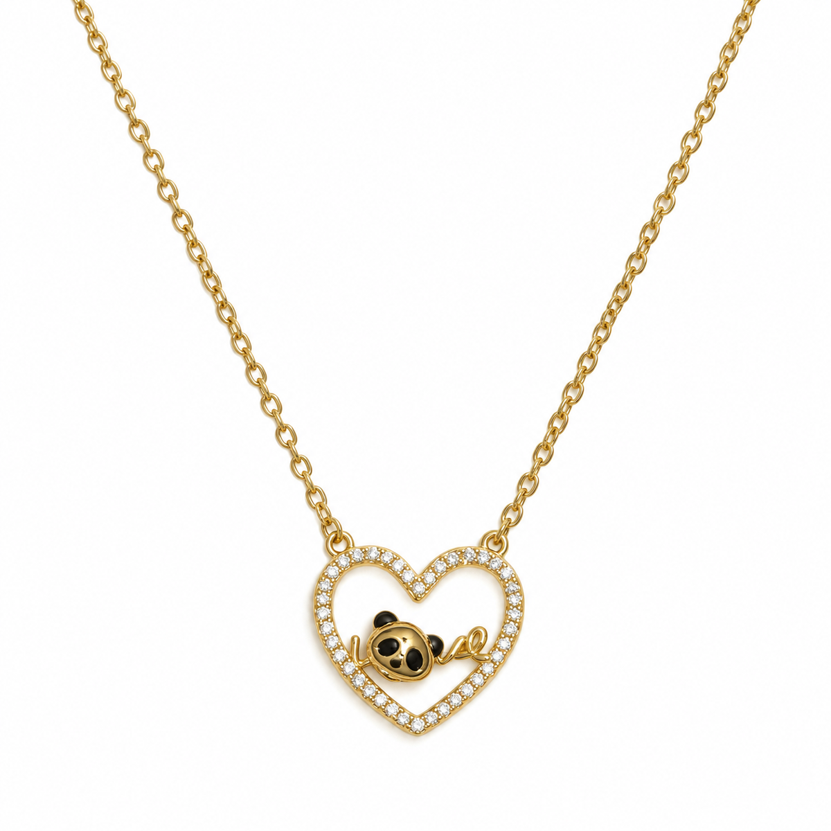 Maya Panda Heart CZ Pendant Necklace