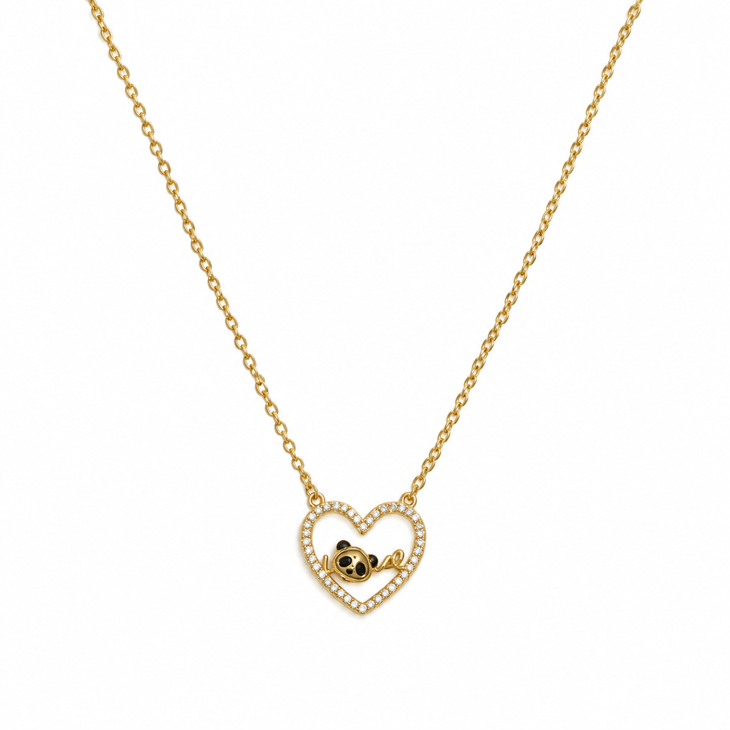 Maya Panda Heart CZ Pendant Necklace