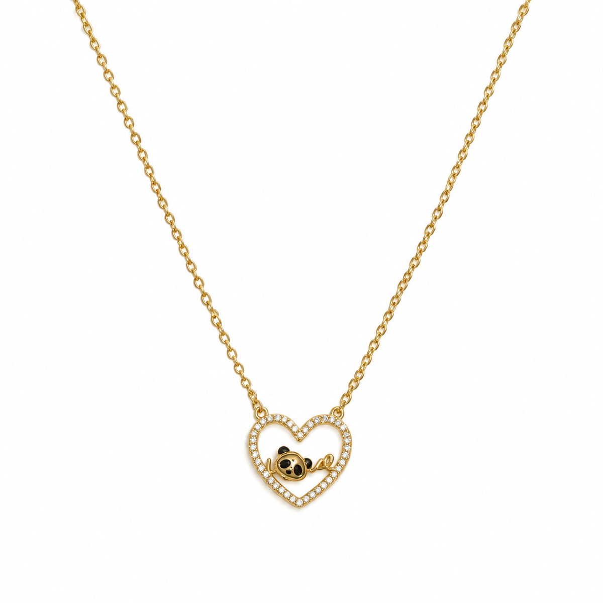 Maya Panda Heart CZ Pendant Necklace