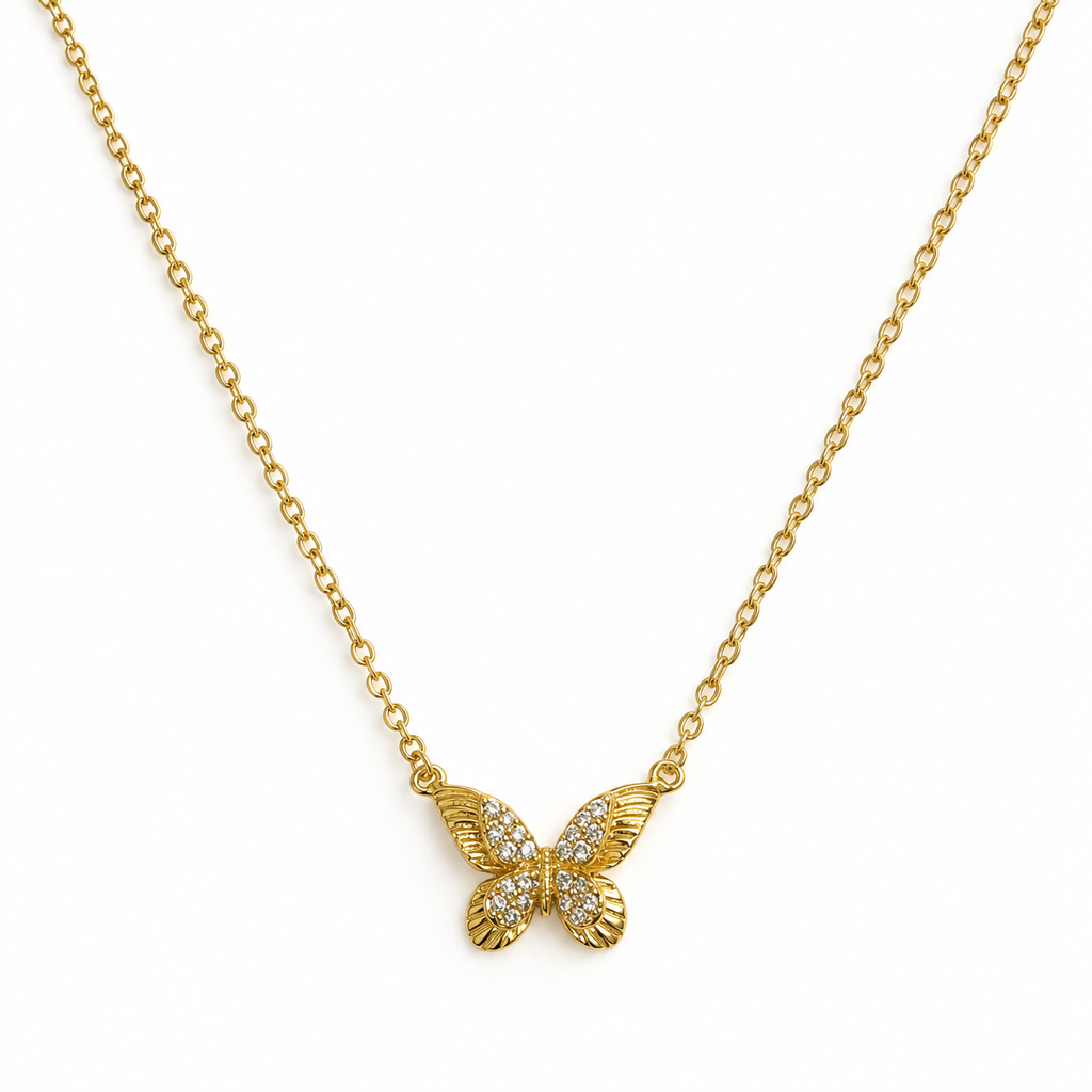 Aria Butterfly CZ Drop Pendant Necklace
