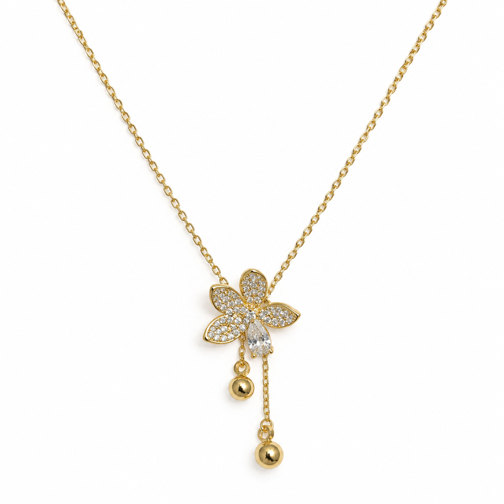 Liana Floral CZ Drop Necklace