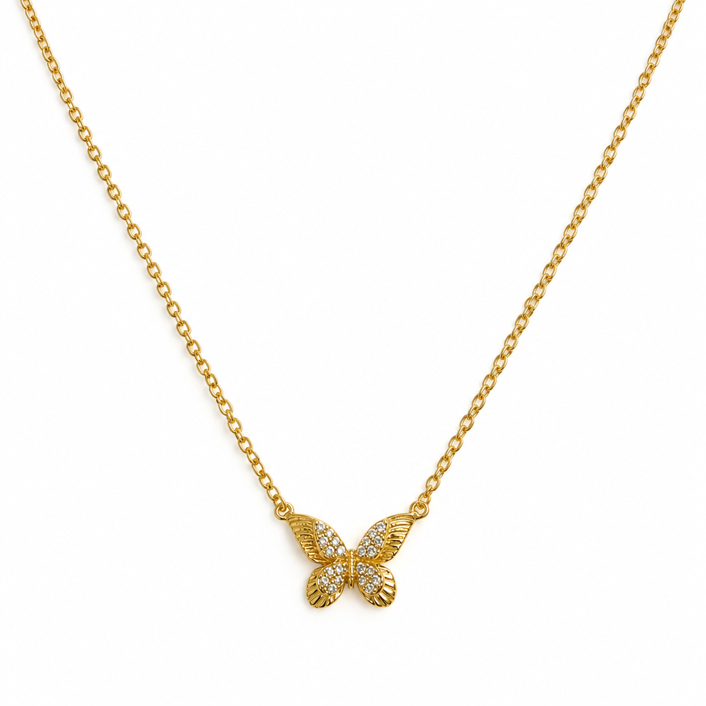Aria Butterfly CZ Drop Pendant Necklace