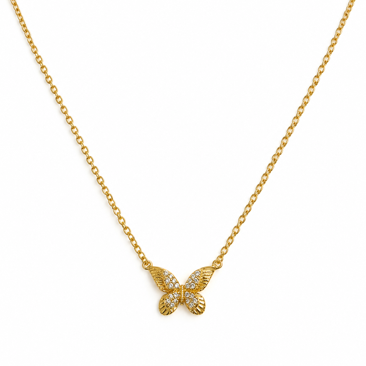 Aria Butterfly CZ Drop Pendant Necklace
