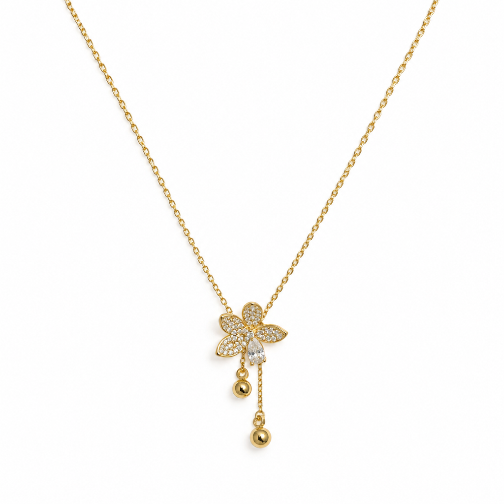 Liana Floral CZ Drop Necklace