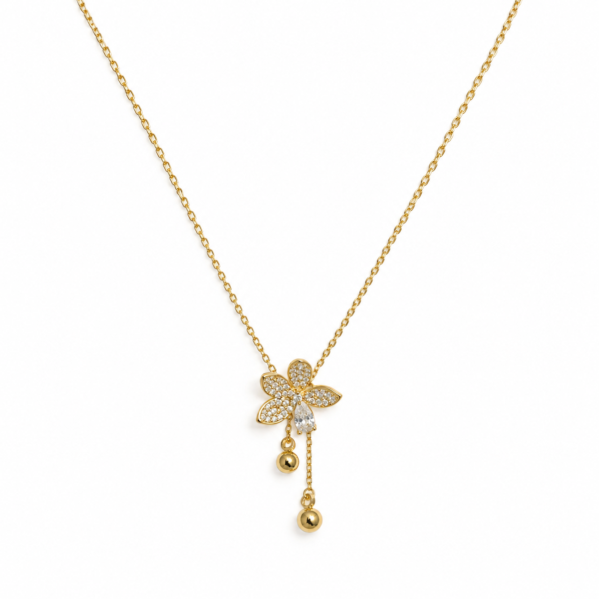 Liana Floral CZ Drop Necklace