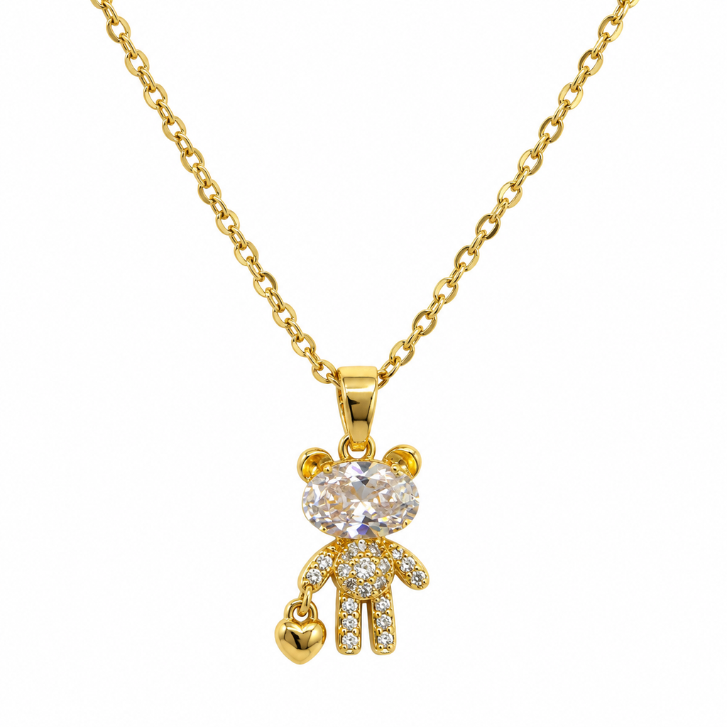Mia Teddy Bear CZ Pendant Necklace