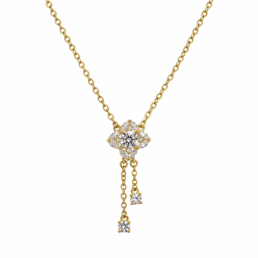 Sofia Floral CZ Drop Pendant Necklace