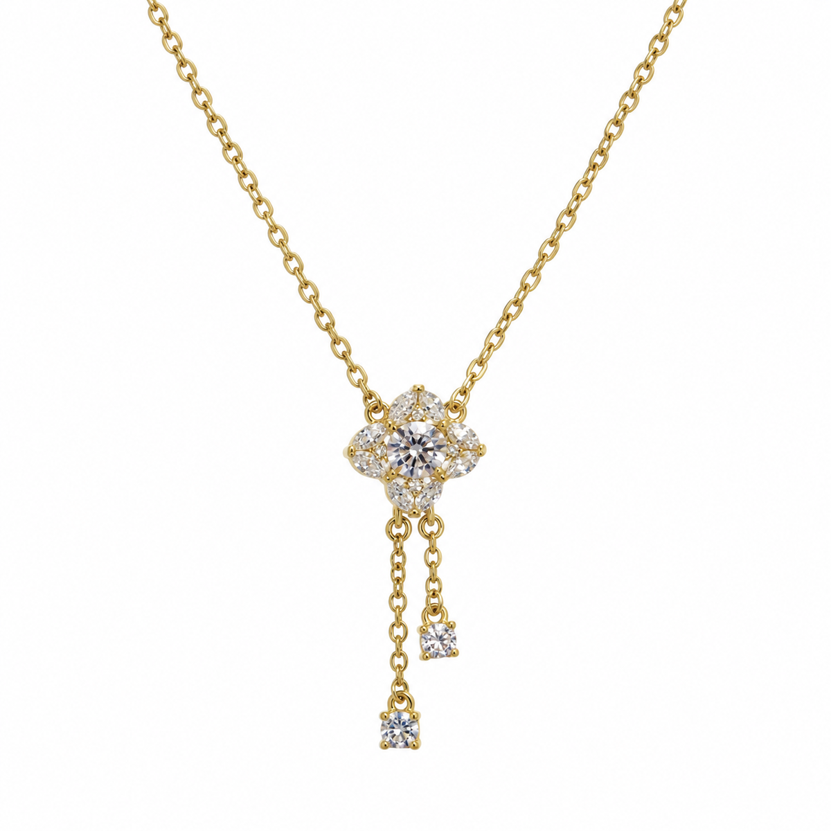 Sofia Floral CZ Drop Pendant Necklace
