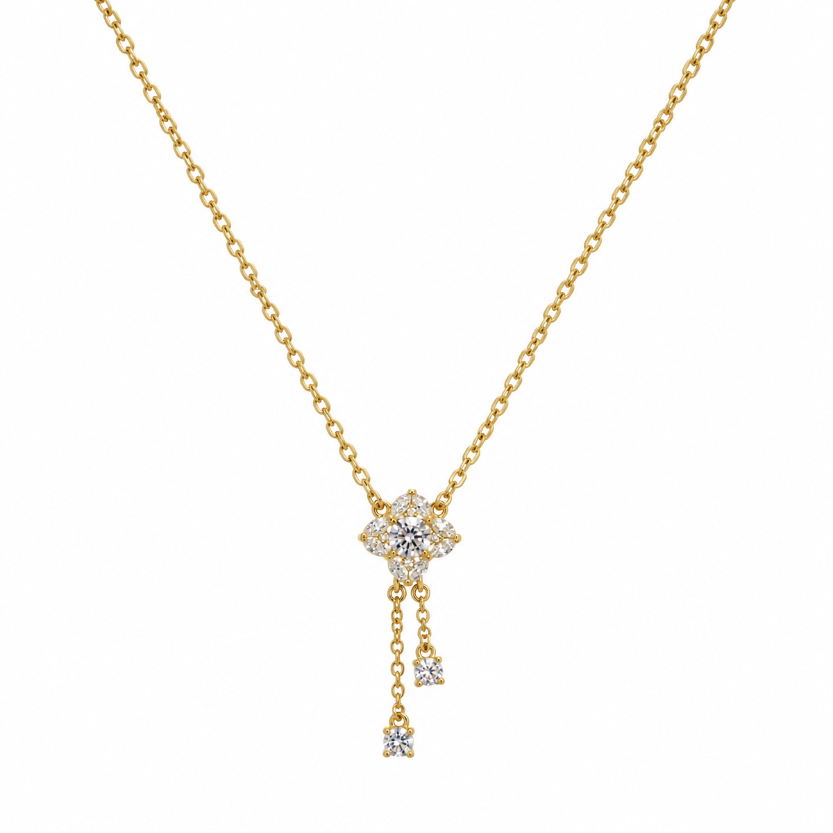 Sofia Floral CZ Drop Pendant Necklace