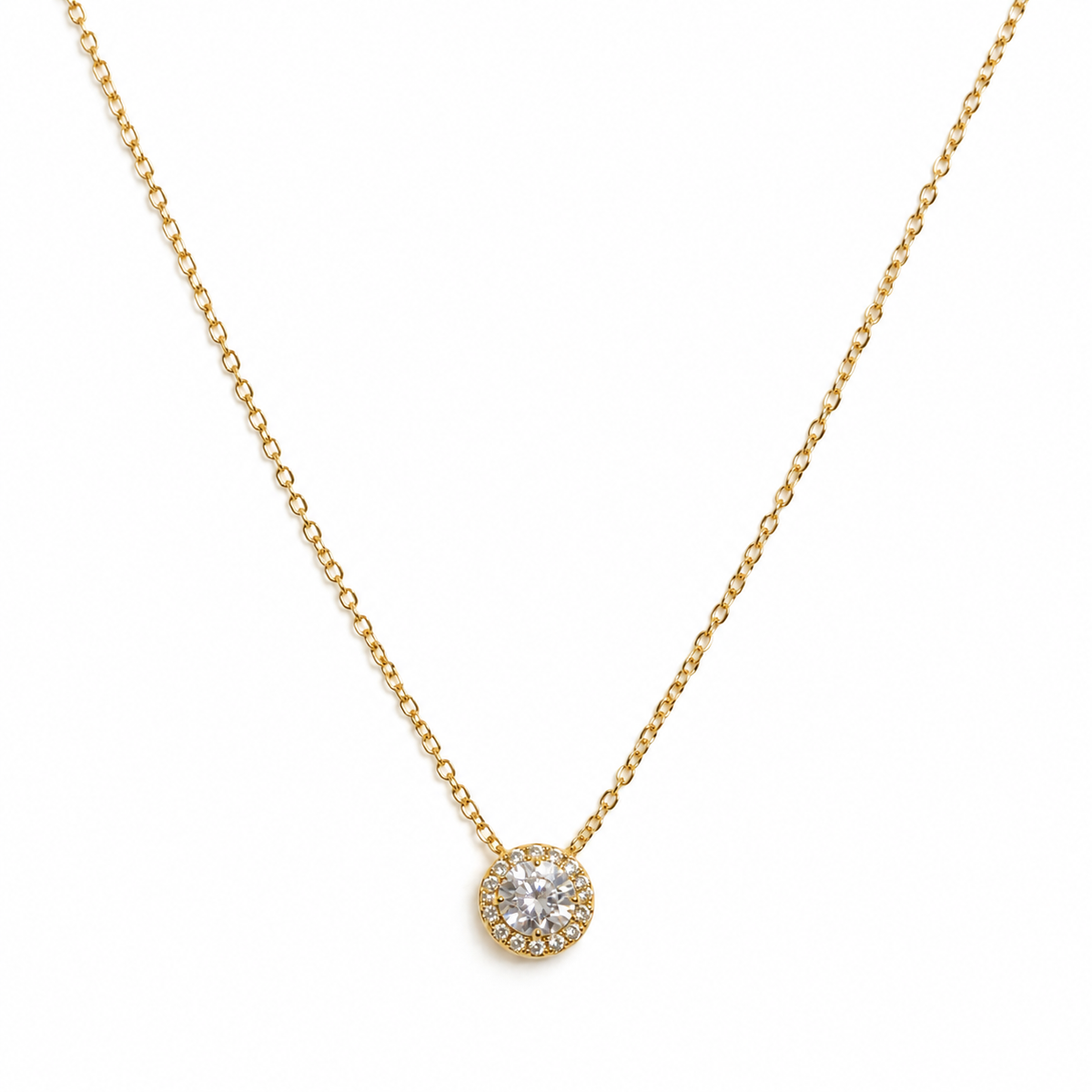 Isla Round Halo CZ Pendant Necklace