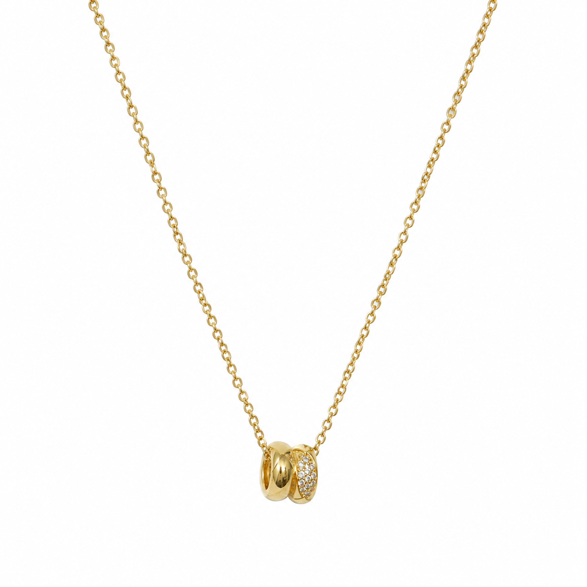 Amelia Double Ring CZ Pendant Necklace