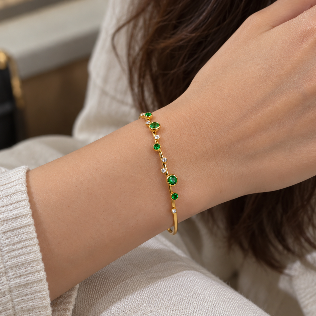 Eva Green & White CZ Bangle