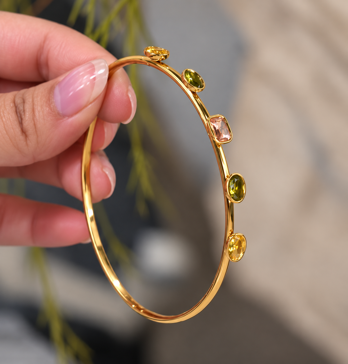 Clara Olive & Peach CZ Bangle