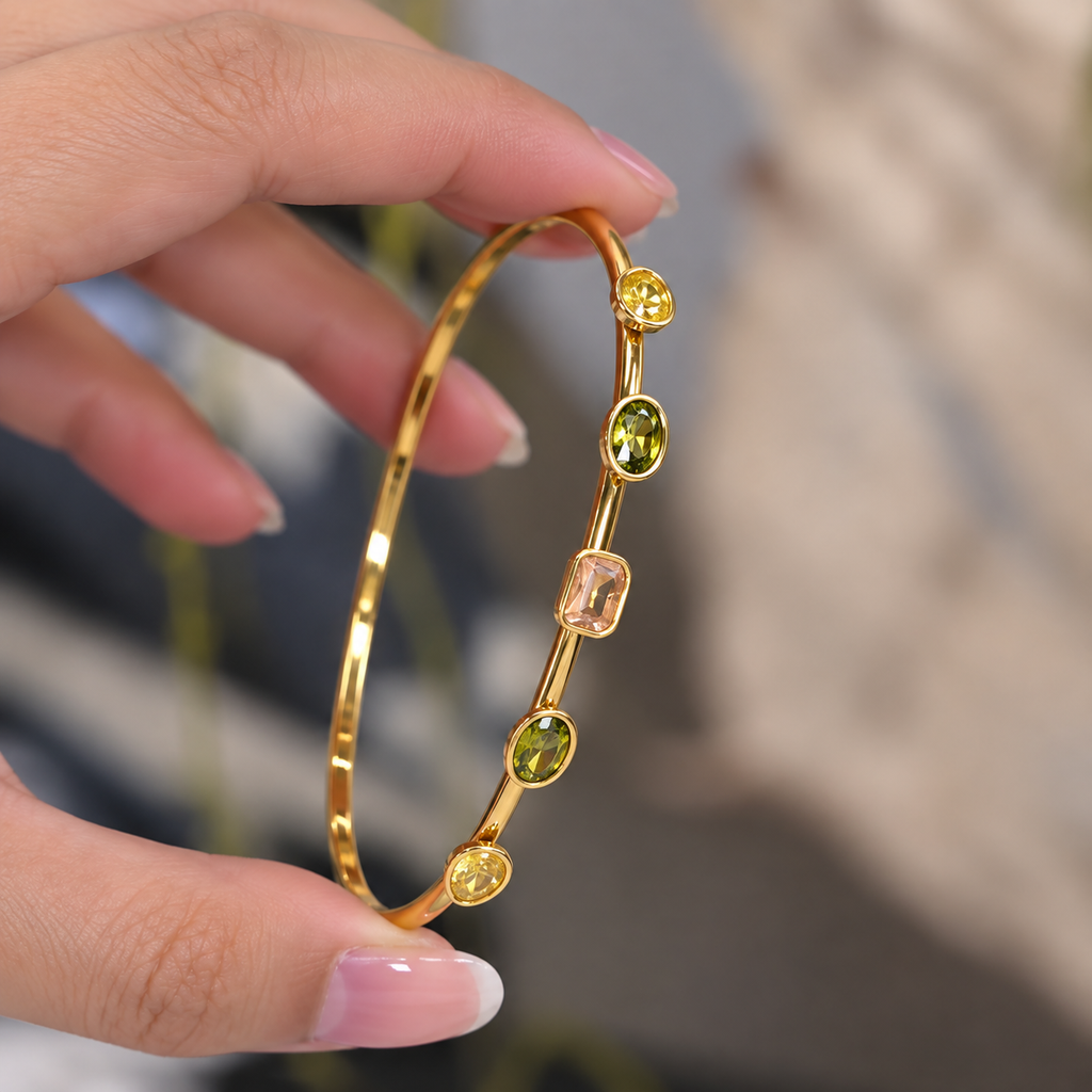 Clara Olive & Peach CZ Bangle