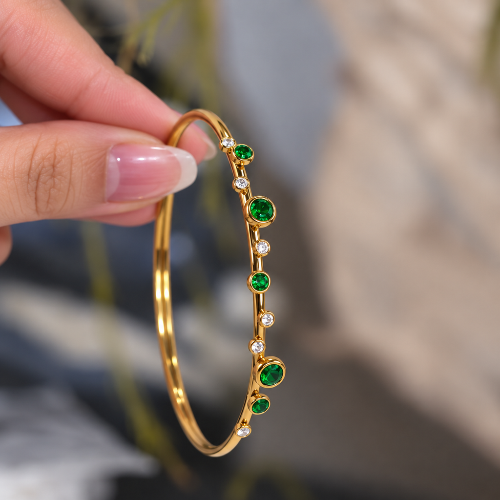 Eva Green & White CZ Bangle