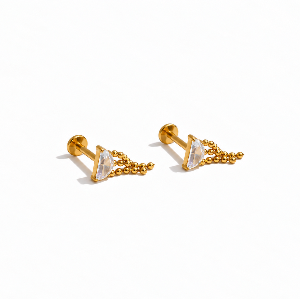 Kiara CZ Beaded Chain Ear Piercing