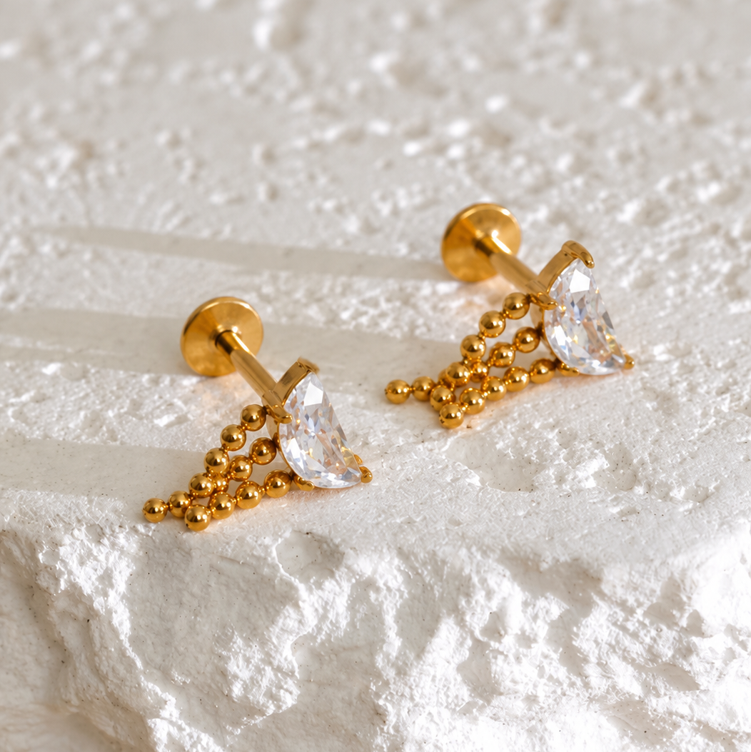 Kiara CZ Beaded Chain Ear Piercing