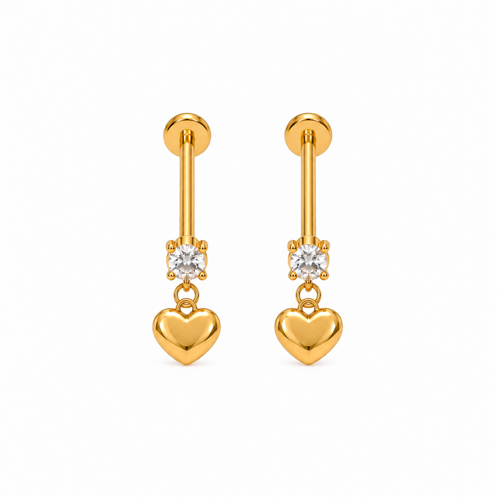 Nyla Heart Charm CZ Ear Piercing
