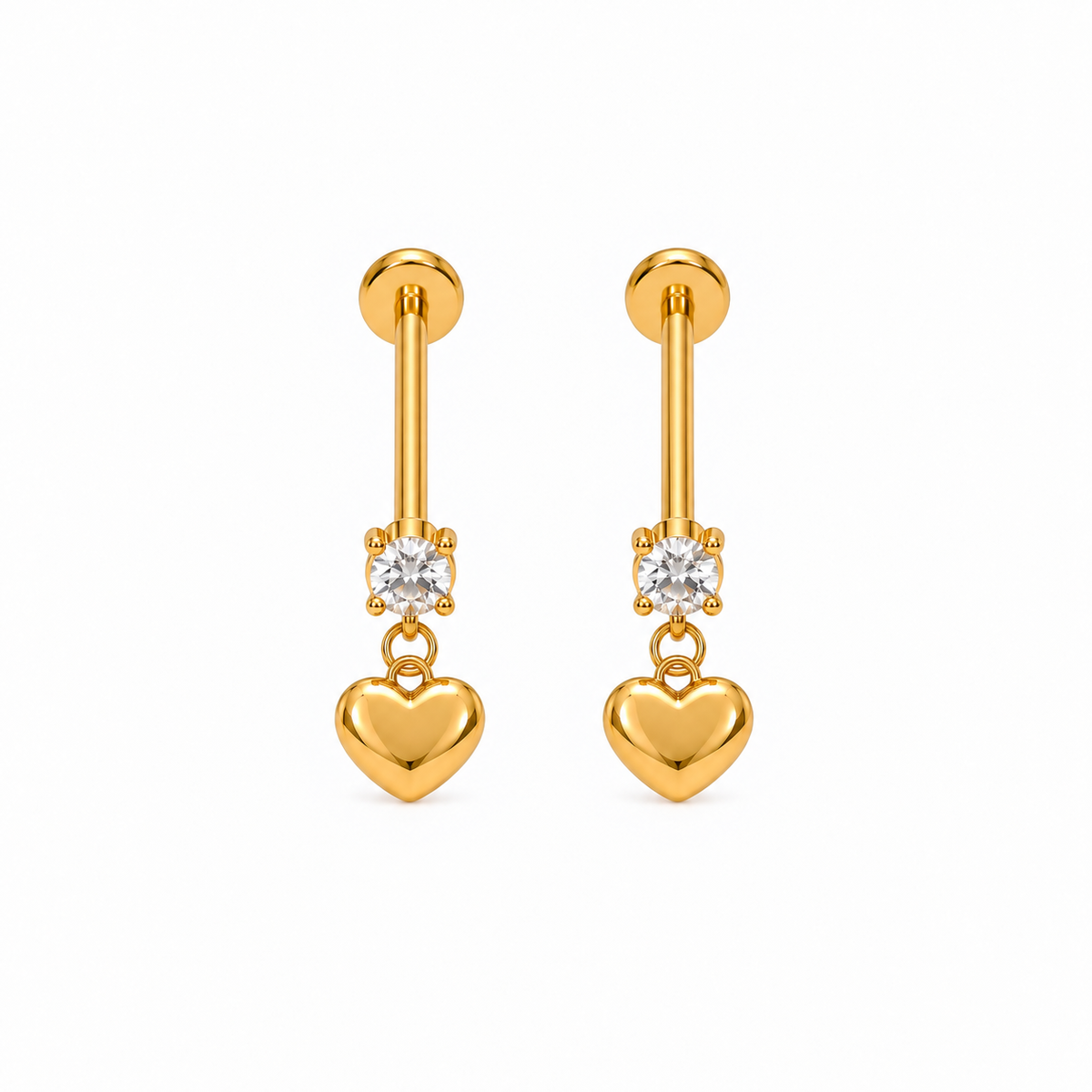 Nyla Heart Charm CZ Ear Piercing