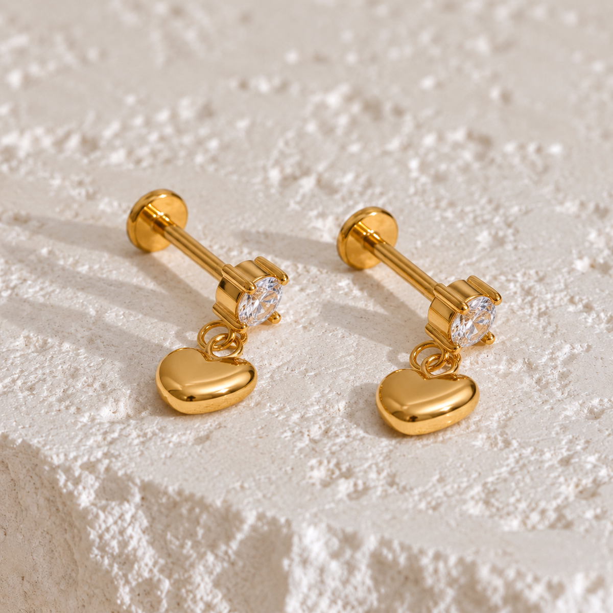 Nyla Heart Charm CZ Ear Piercing