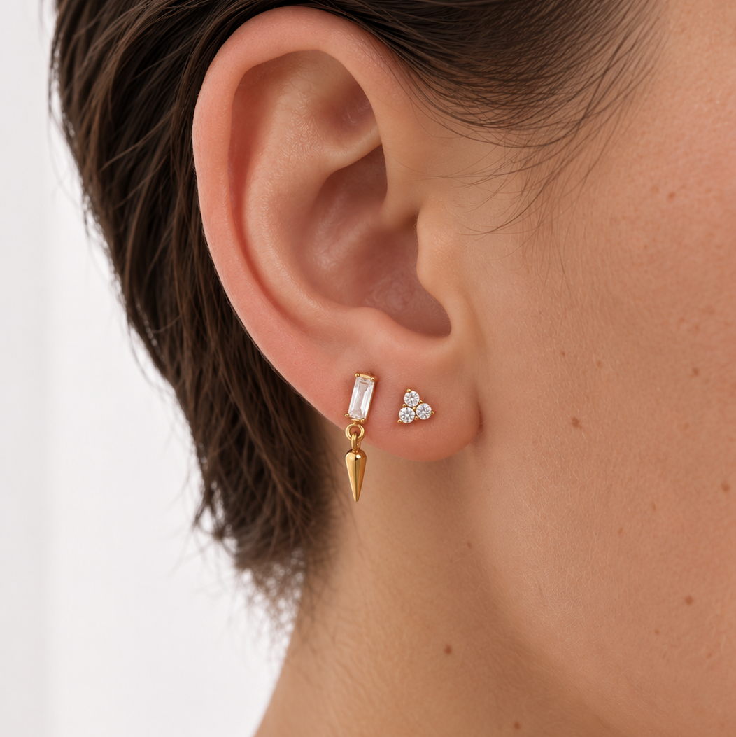 Anika CZ Geometric Dangle Ear Piercing