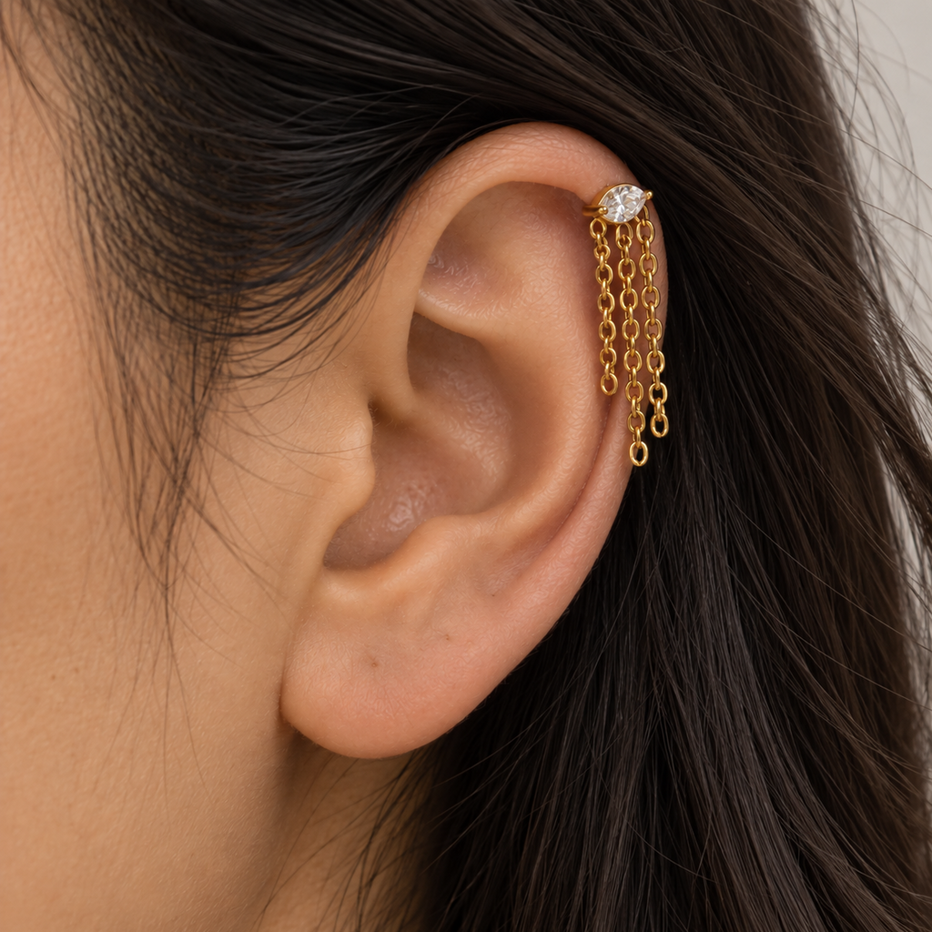 Zoya CZ Multi Chain Ear Piercing