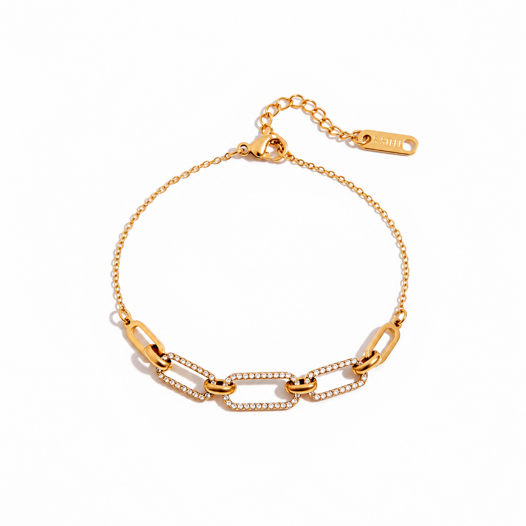 Amara Paperclip Chain CZ Bracelet