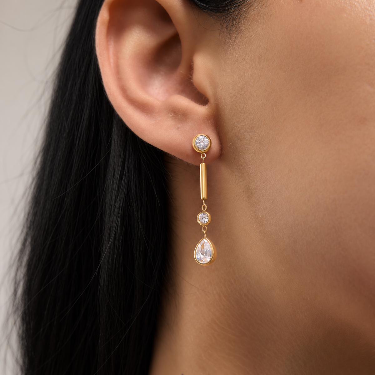 Elena Gold Teardrop CZ Earrings