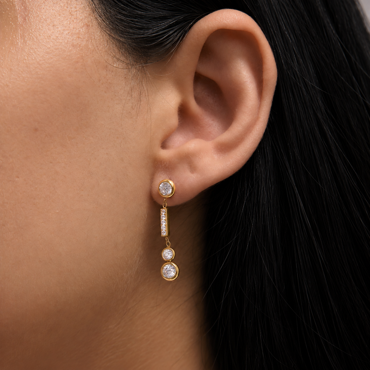 Ariana Gold CZ Bar Drop Earrings