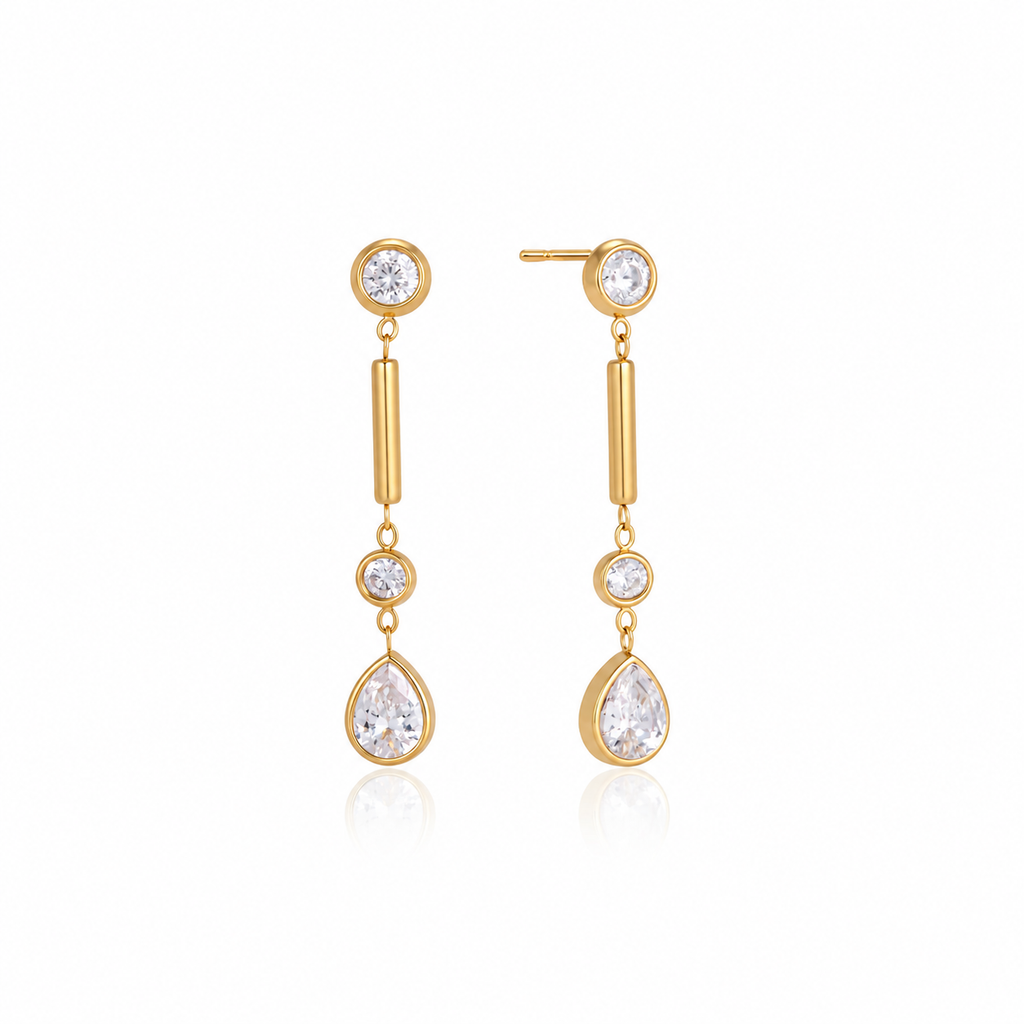 Elena Gold Teardrop CZ Earrings