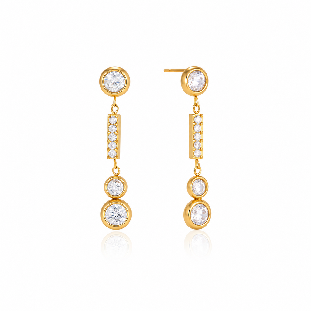 Ariana Gold CZ Bar Drop Earrings