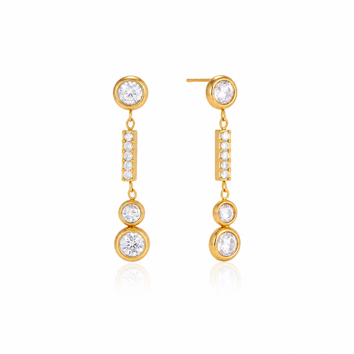 Ariana Gold CZ Bar Drop Earrings