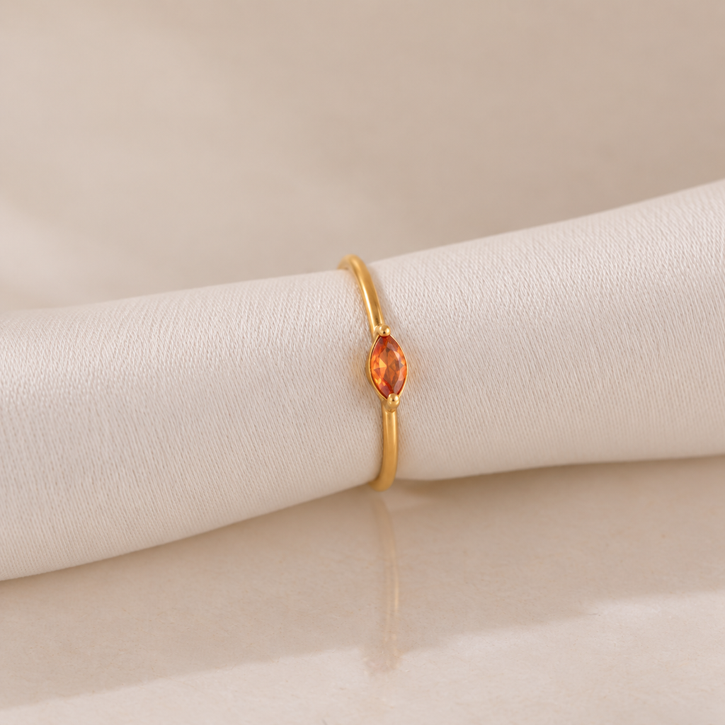 Aanya Golden Orange Gemstone Adjustable Ring