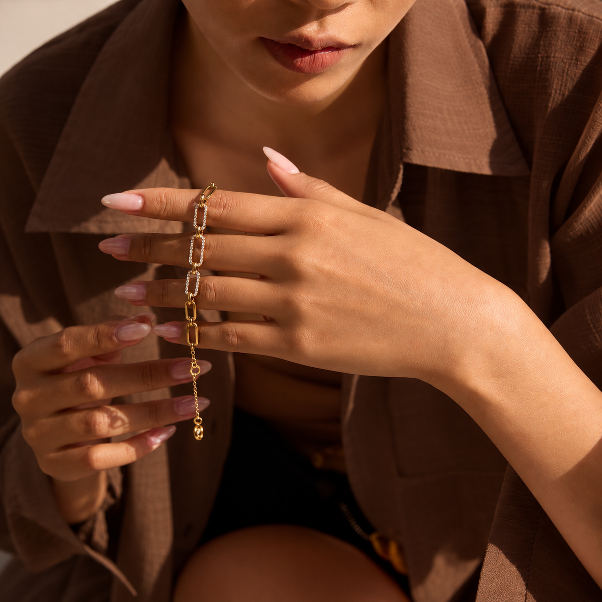 Amara Paperclip Chain CZ Bracelet