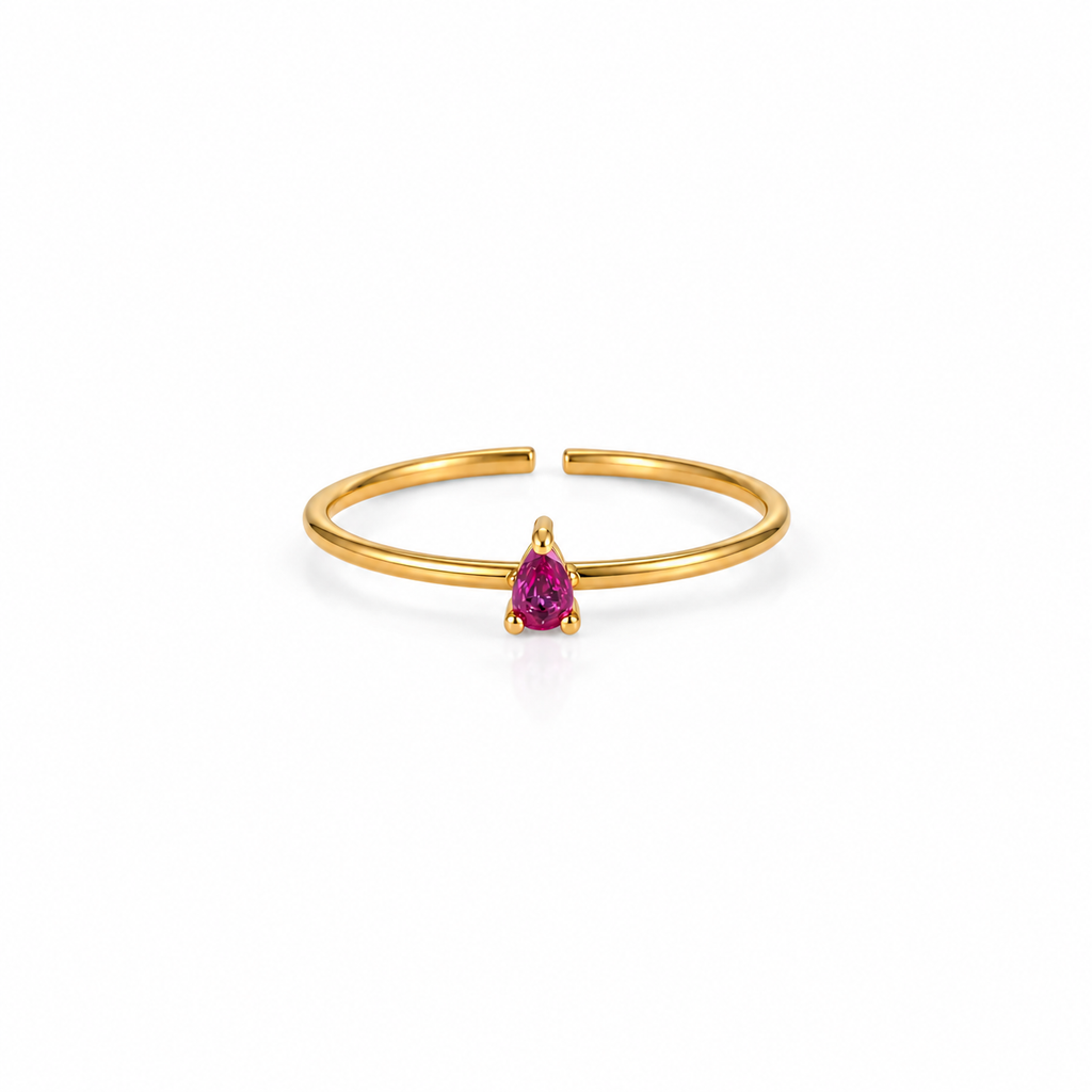 Anaya Pink Teardrop Gemstone Adjustable Ring