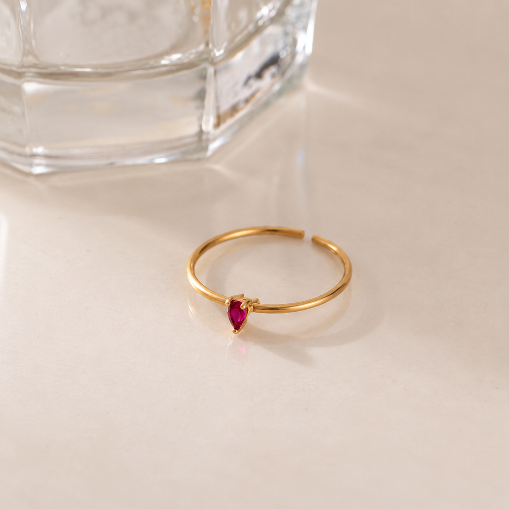 Anaya Pink Teardrop Gemstone Adjustable Ring