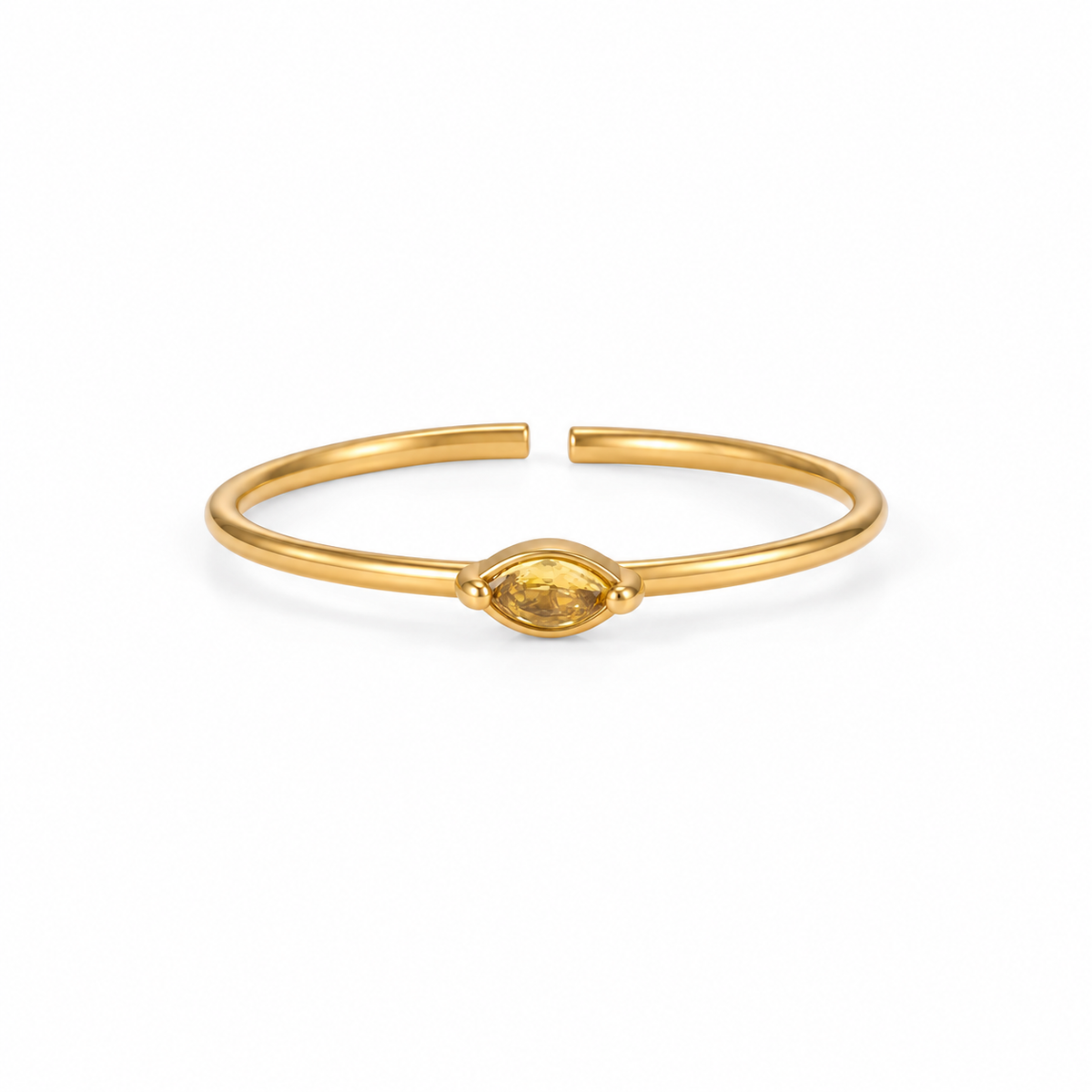 Aarohi Golden Citrine Gemstone Adjustable Ring