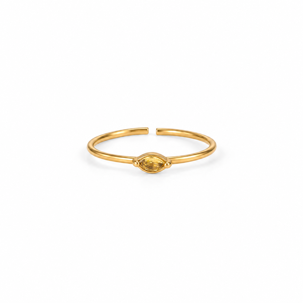 Aarohi Golden Citrine Gemstone Adjustable Ring