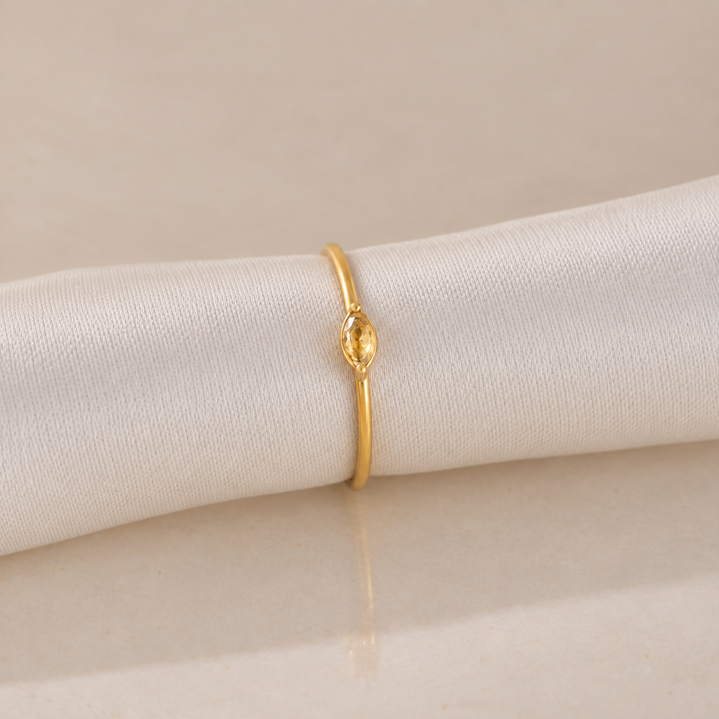 Aarohi Golden Citrine Gemstone Adjustable Ring