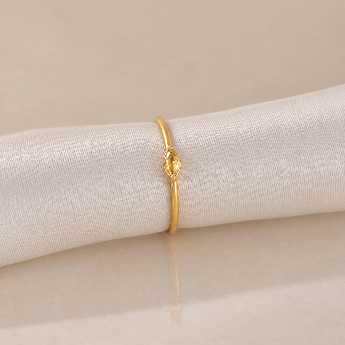 Aarohi Golden Citrine Gemstone Adjustable Ring