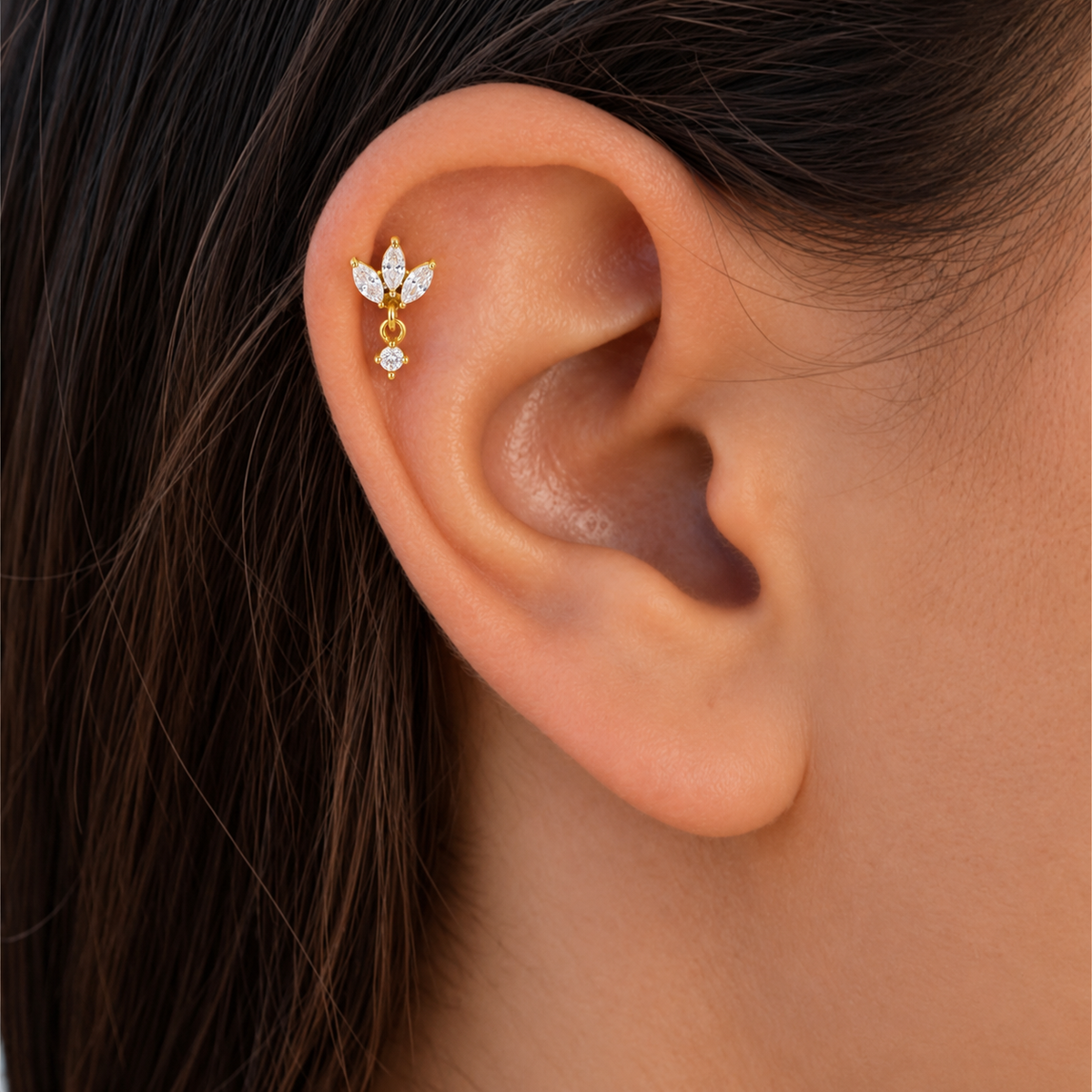 Meera CZ Flower Dangle Piercing