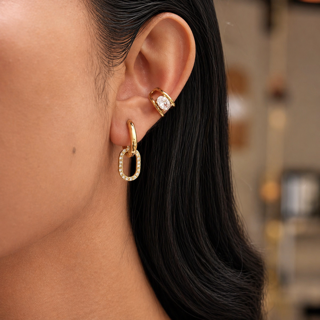 Wren Gold Oval Hoop Earrings