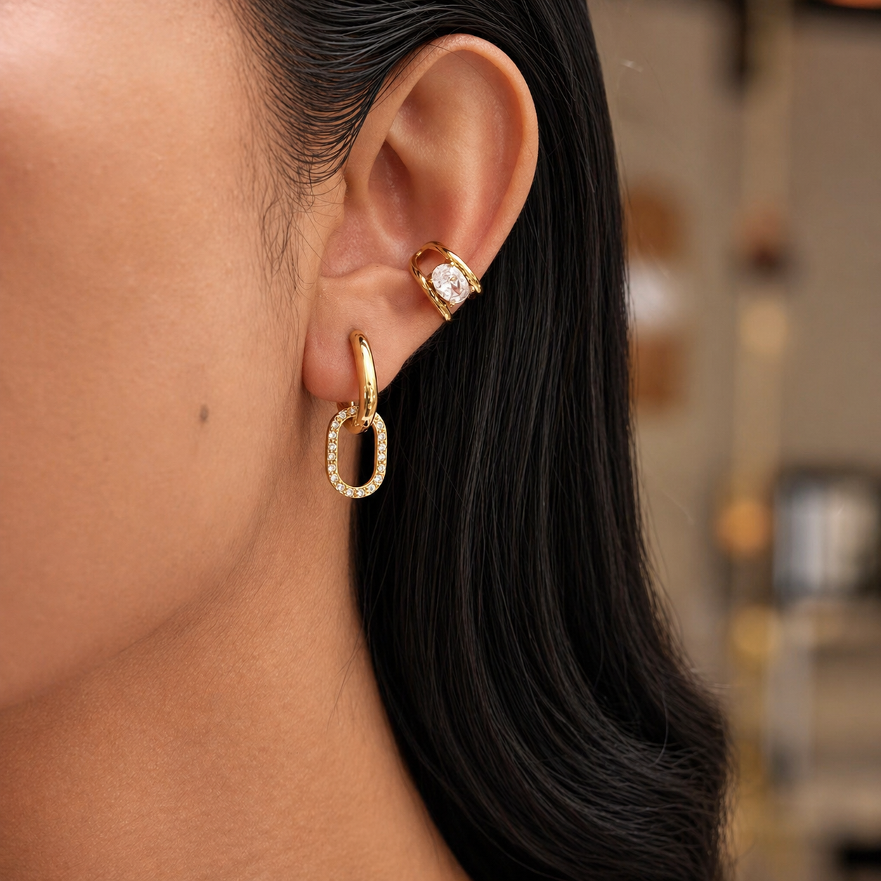 Wren Gold Oval Hoop Earrings