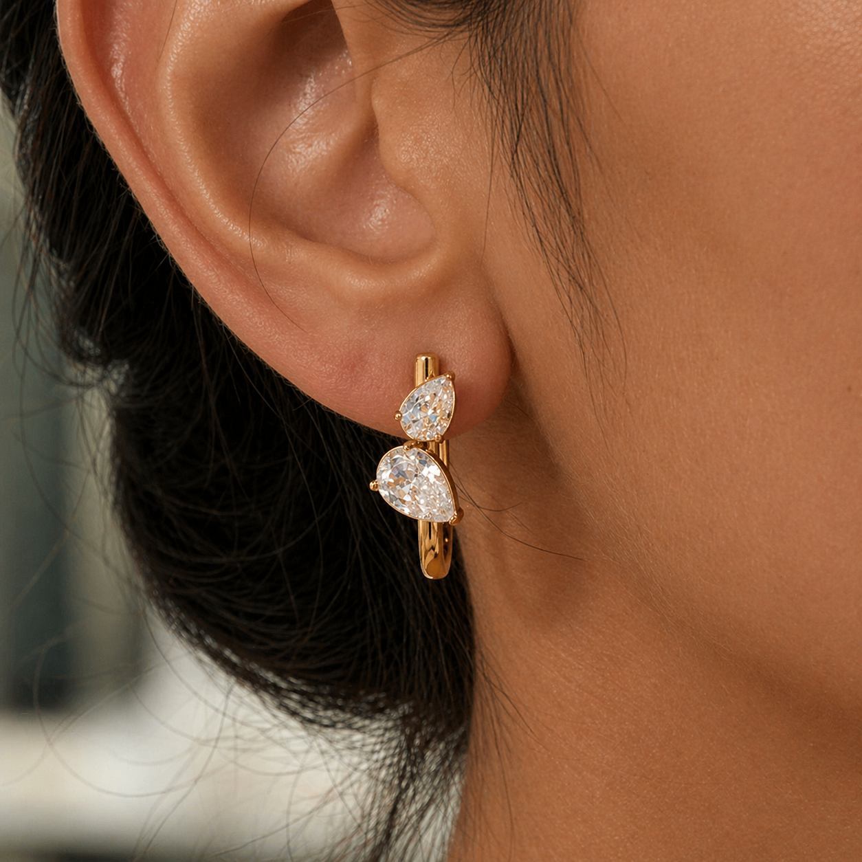 Kae Earrings with Mixed Cut CZ Stones