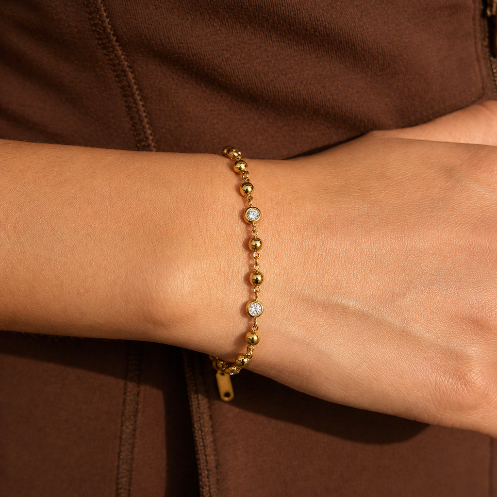 Lyra Gold CZ Station Bracelet