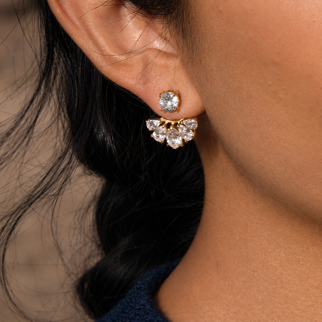 Lioré Gold Floral Stud Earrings